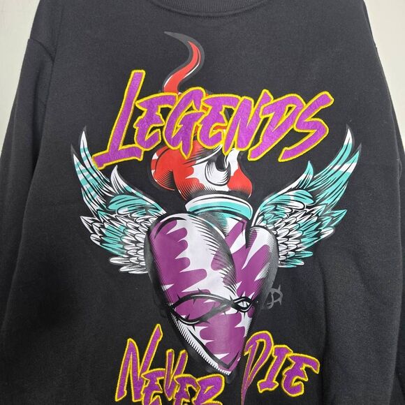 Black Pike LEGENDS NEVER DIE Juice Wrld Embroidered Black Sweatshirt Size Medium - Picture 2 of 7